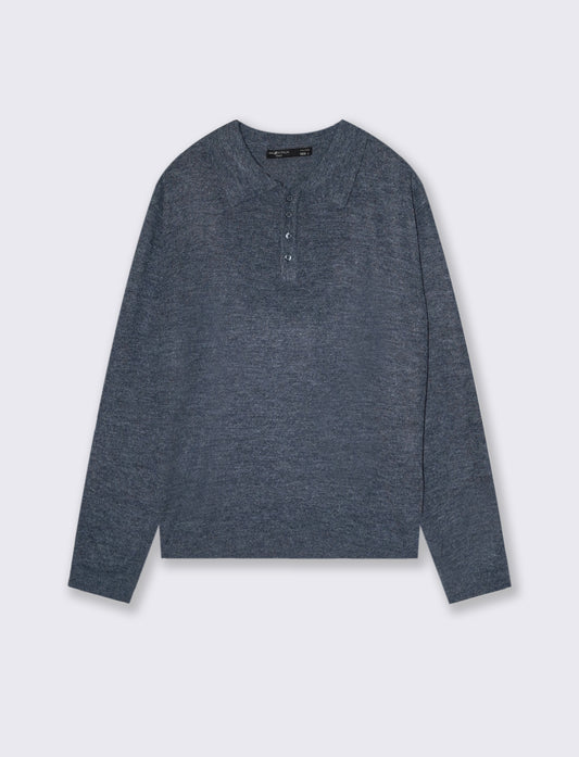 POLO IN MAGLIA  EFFETTO LANA - Blu