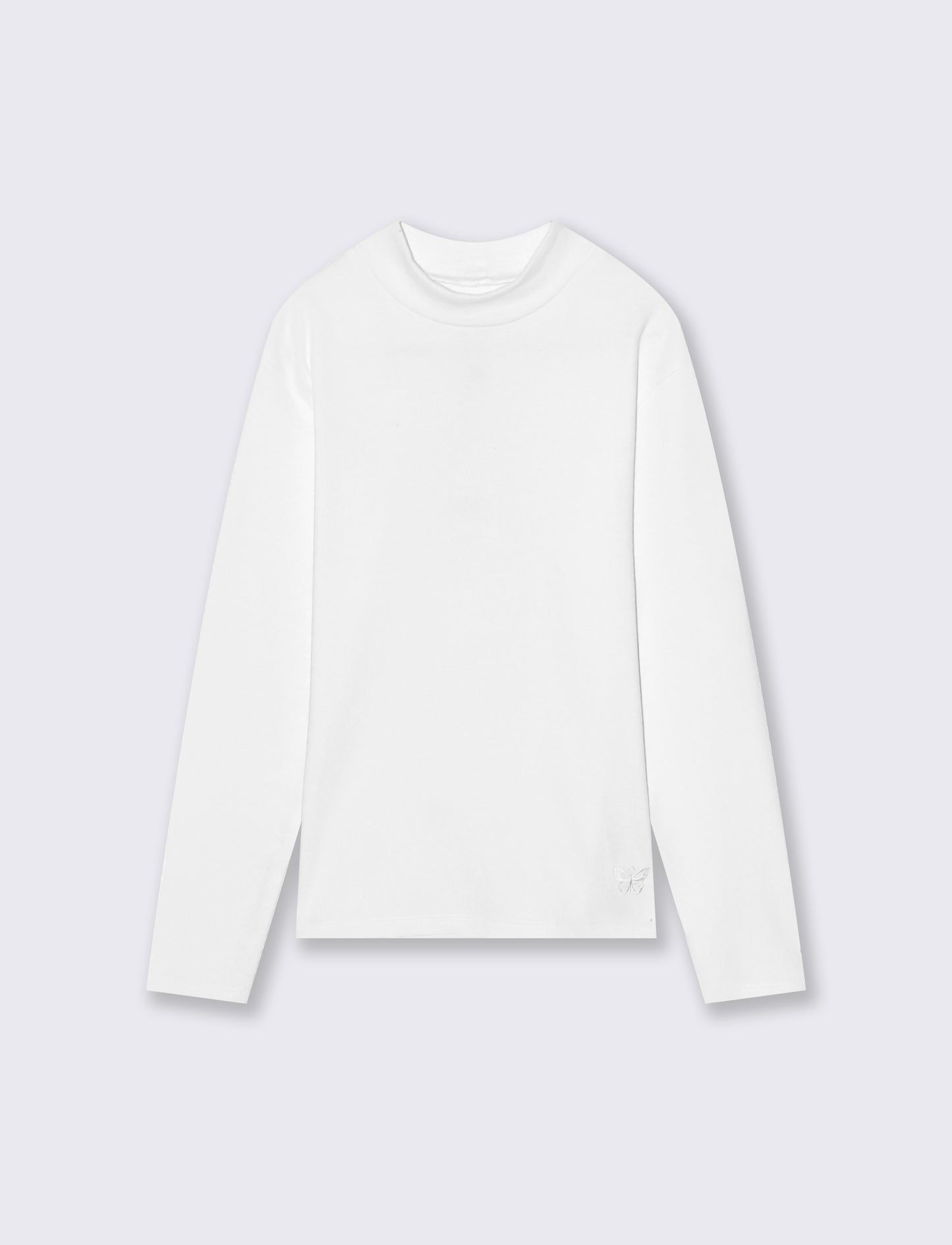 T-shirt mezzo collo a manica lunga in interlock. - Bianco