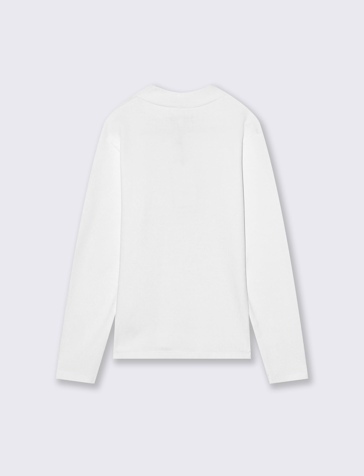 T-shirt mezzo collo a manica lunga in interlock. - Bianco