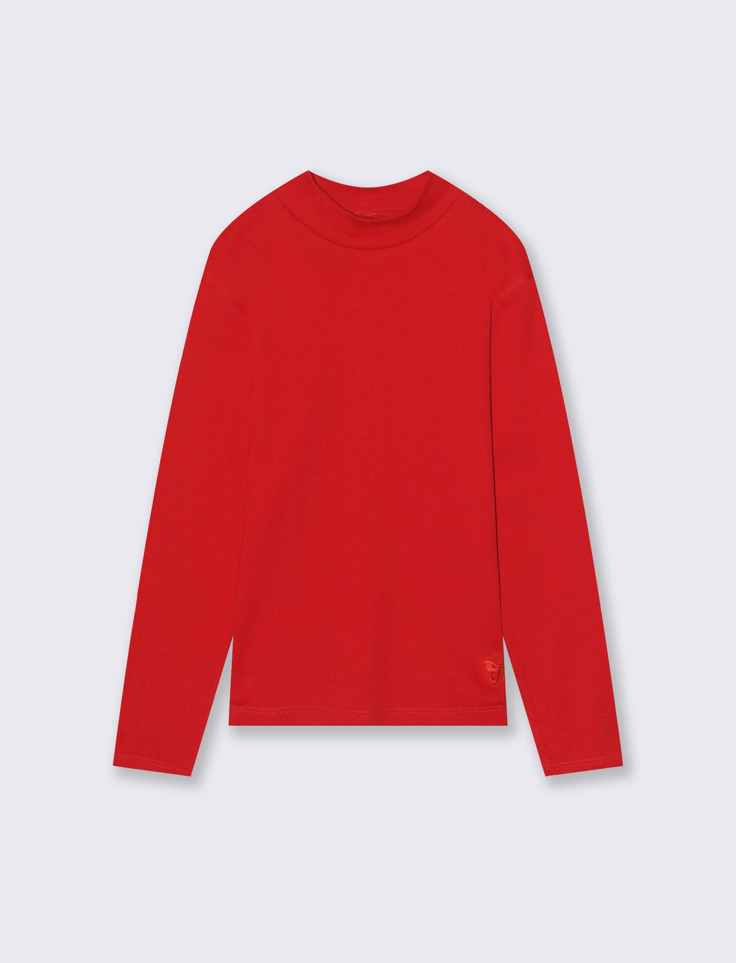 T-shirt mezzo collo a manica lunga in interlock. - Rosso
