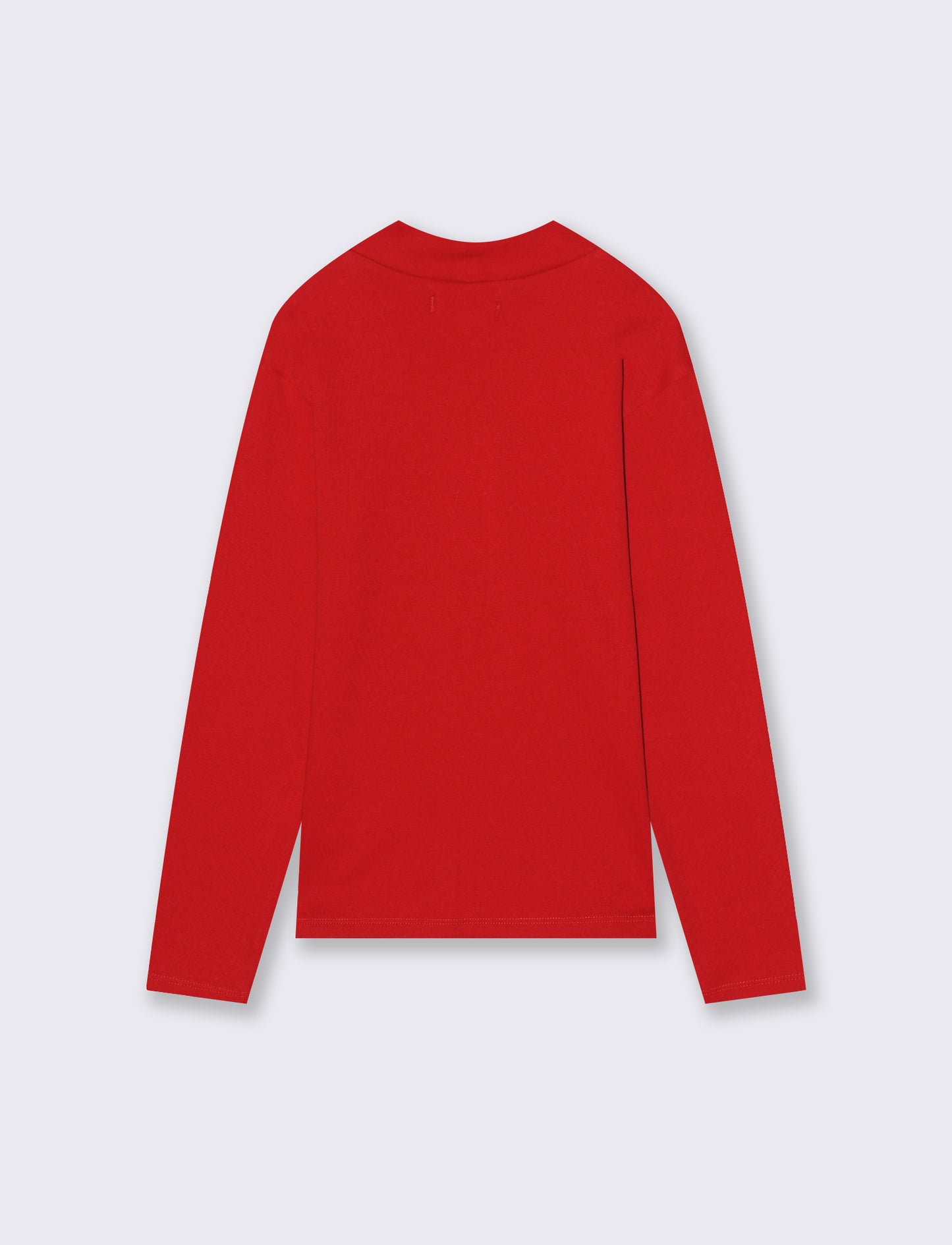T-shirt mezzo collo a manica lunga in interlock. - Rosso