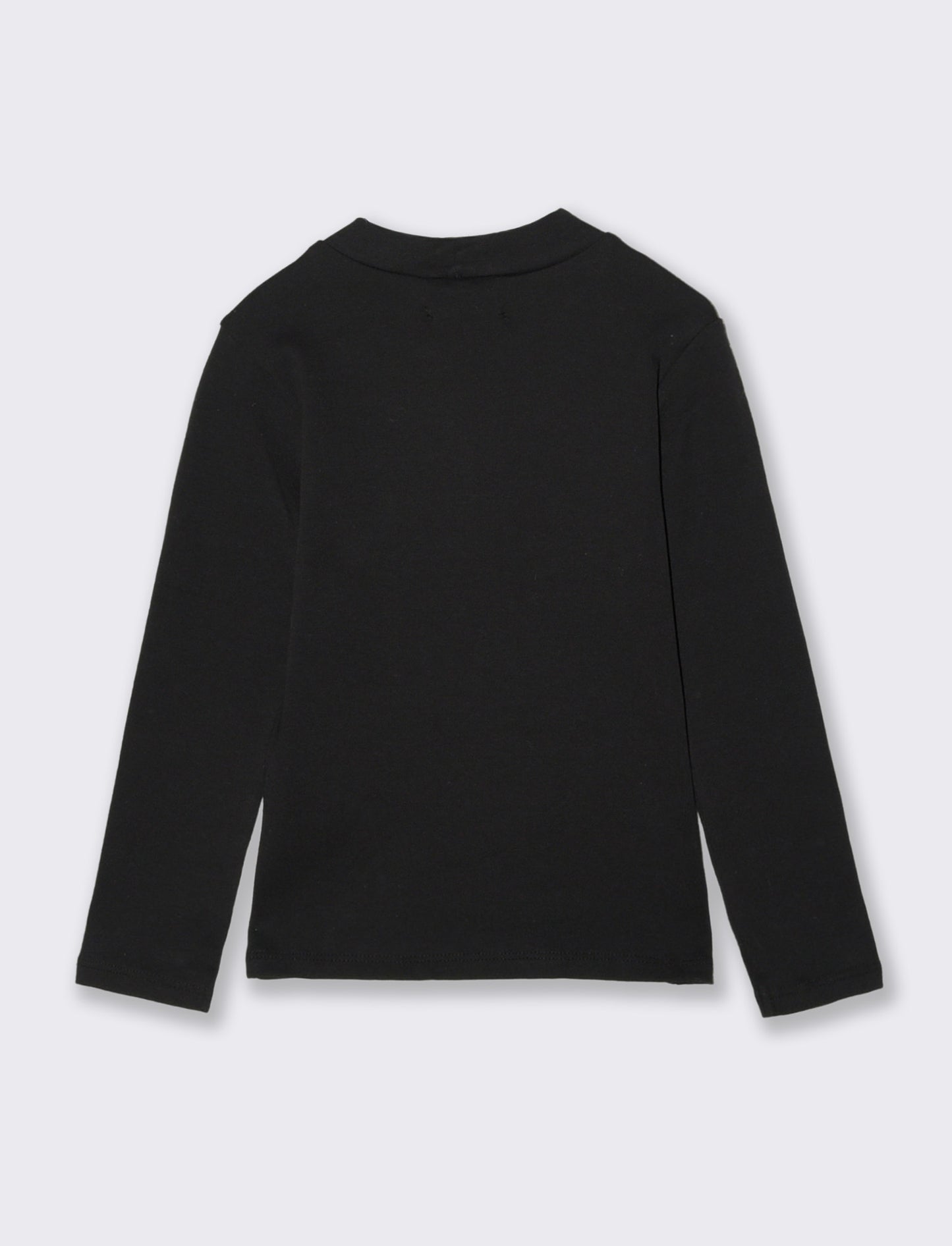 T-shirt mezzo collo a manica lunga in interlock. - Nero