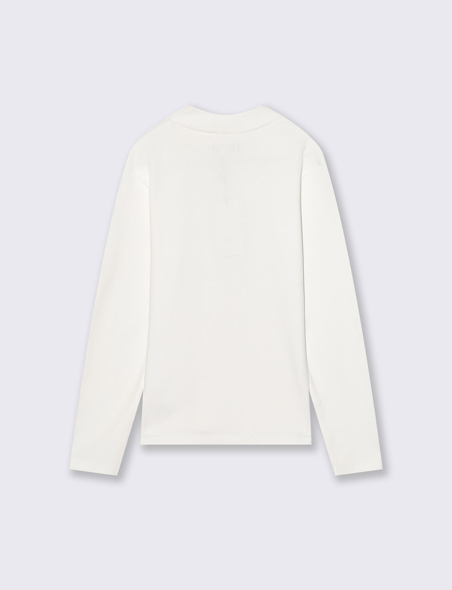 T-shirt mezzo collo a manica lunga in interlock. - Bianco latte