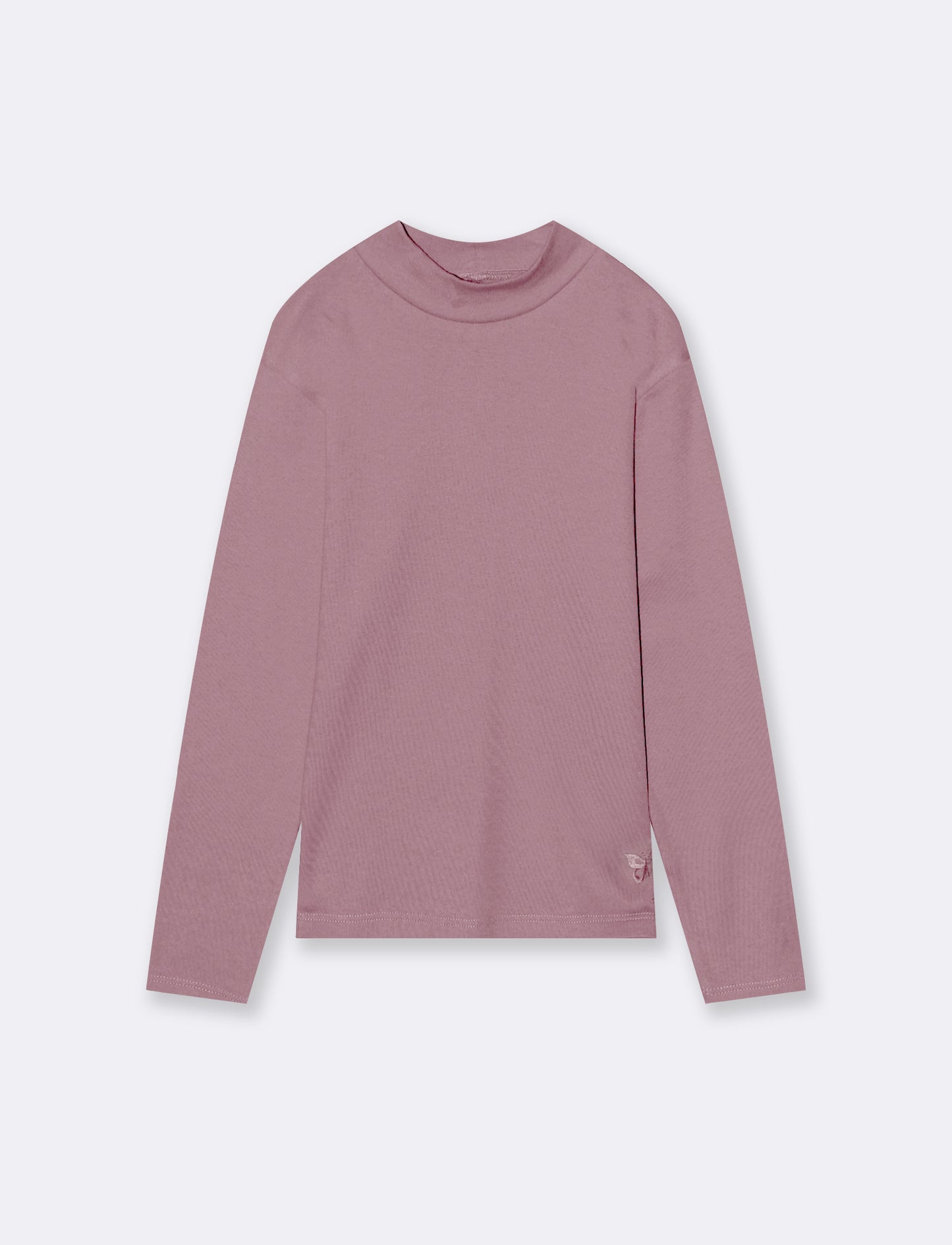 T-shirt mezzo collo a manica lunga in interlock. - Rosa cipolla
