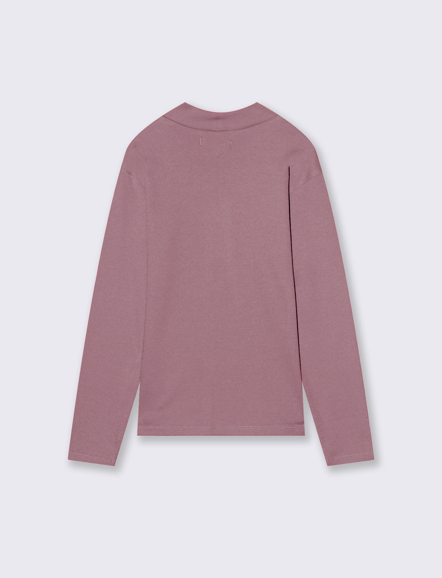 T-shirt mezzo collo a manica lunga in interlock. - Rosa cipolla