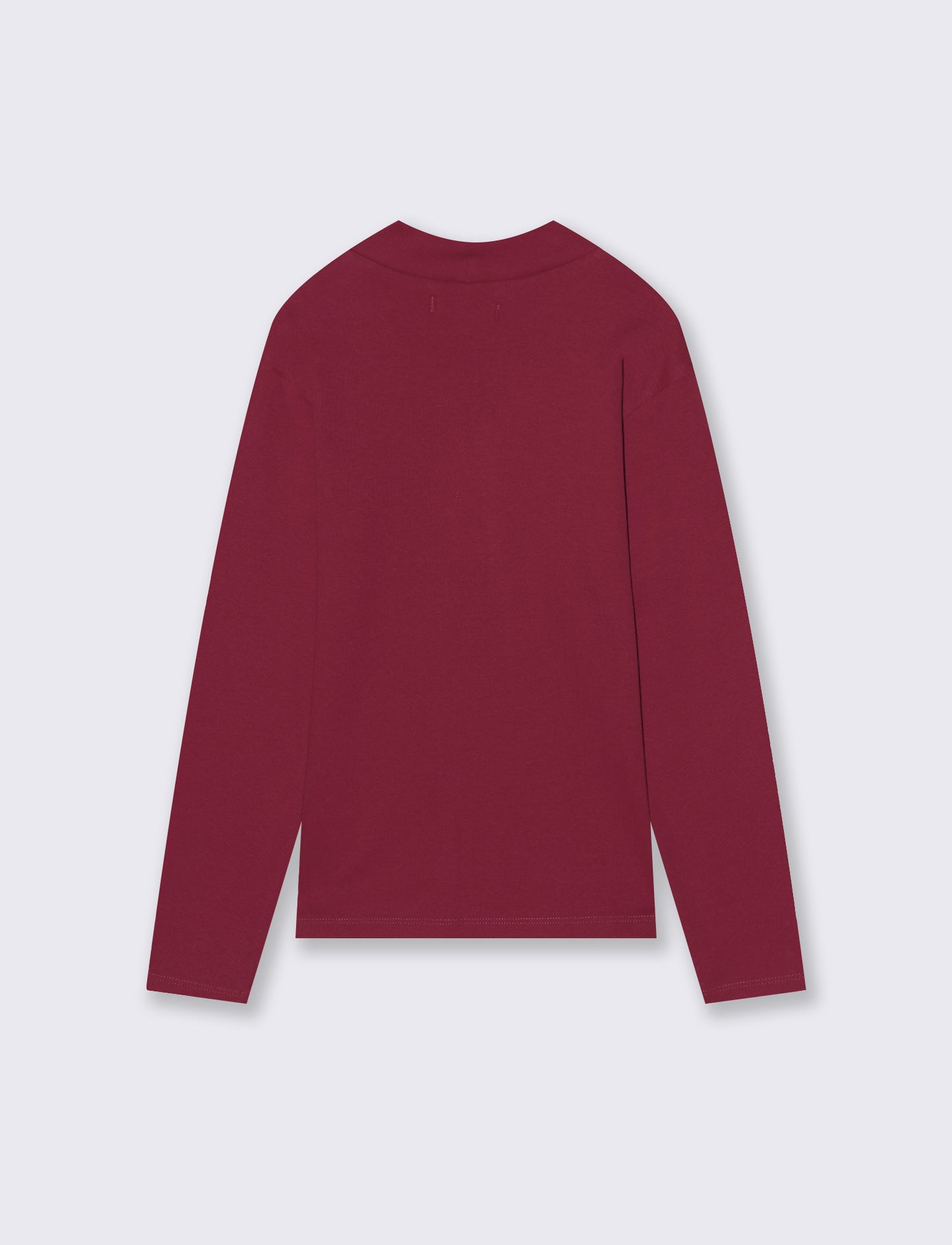 T-shirt mezzo collo a manica lunga in interlock. - Rosso amarena