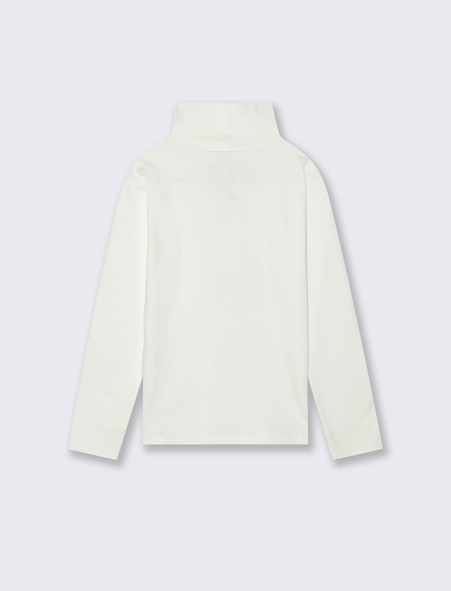T-shirt collo alto a manica lunga in interlock. - Bianco latte