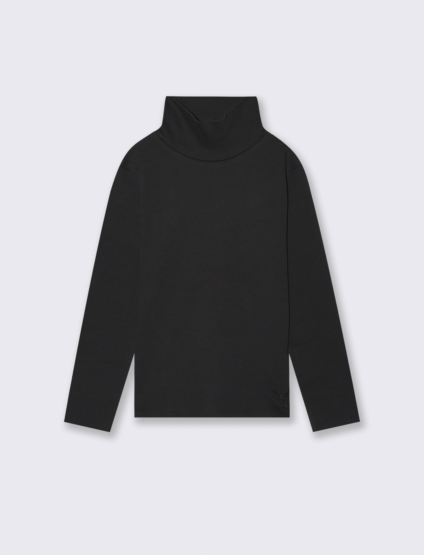 T-shirt collo alto a manica lunga in interlock. - Nero