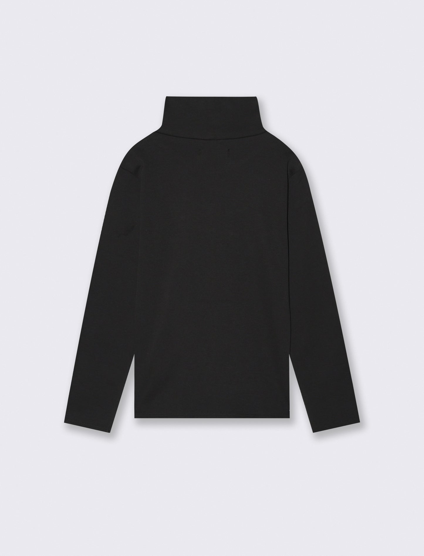 T-shirt collo alto a manica lunga in interlock. - Nero