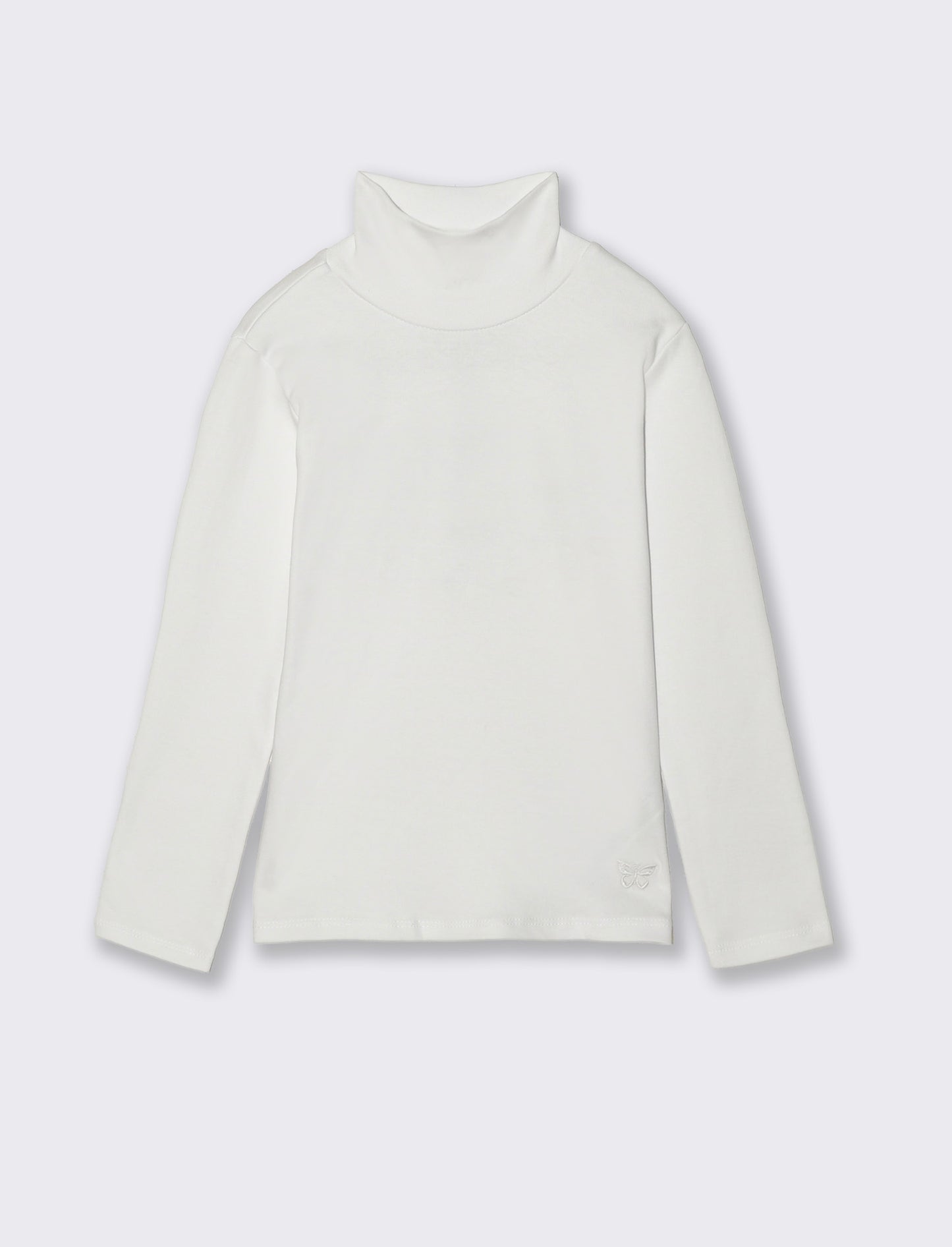 T-shirt collo alto a manica lunga in interlock. - Bianco