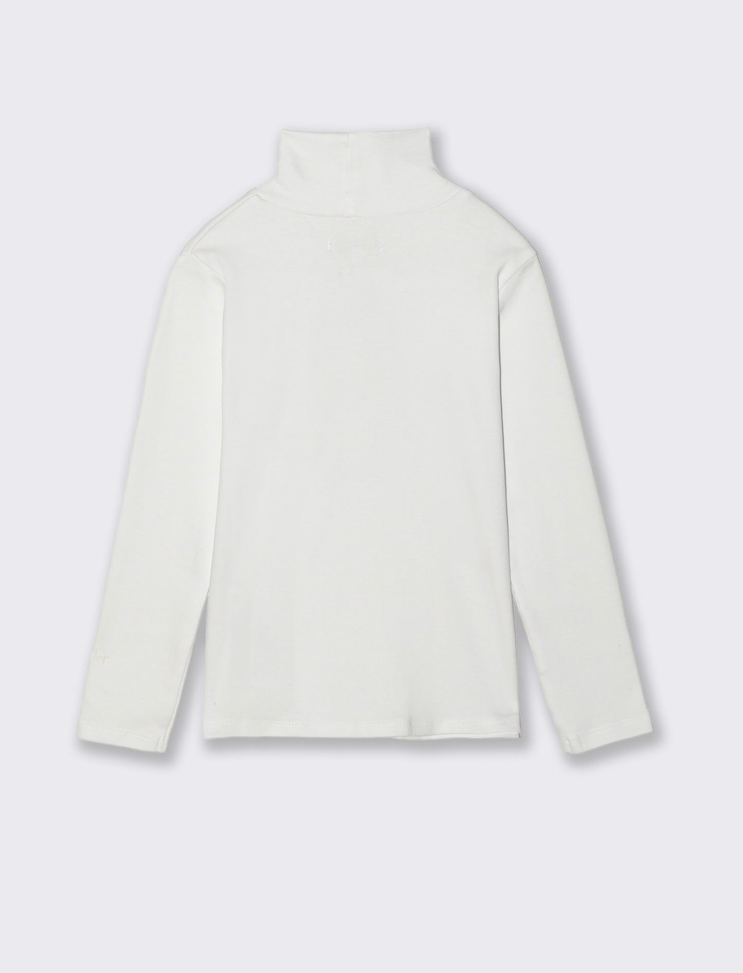 T-shirt collo alto a manica lunga in interlock. - Bianco
