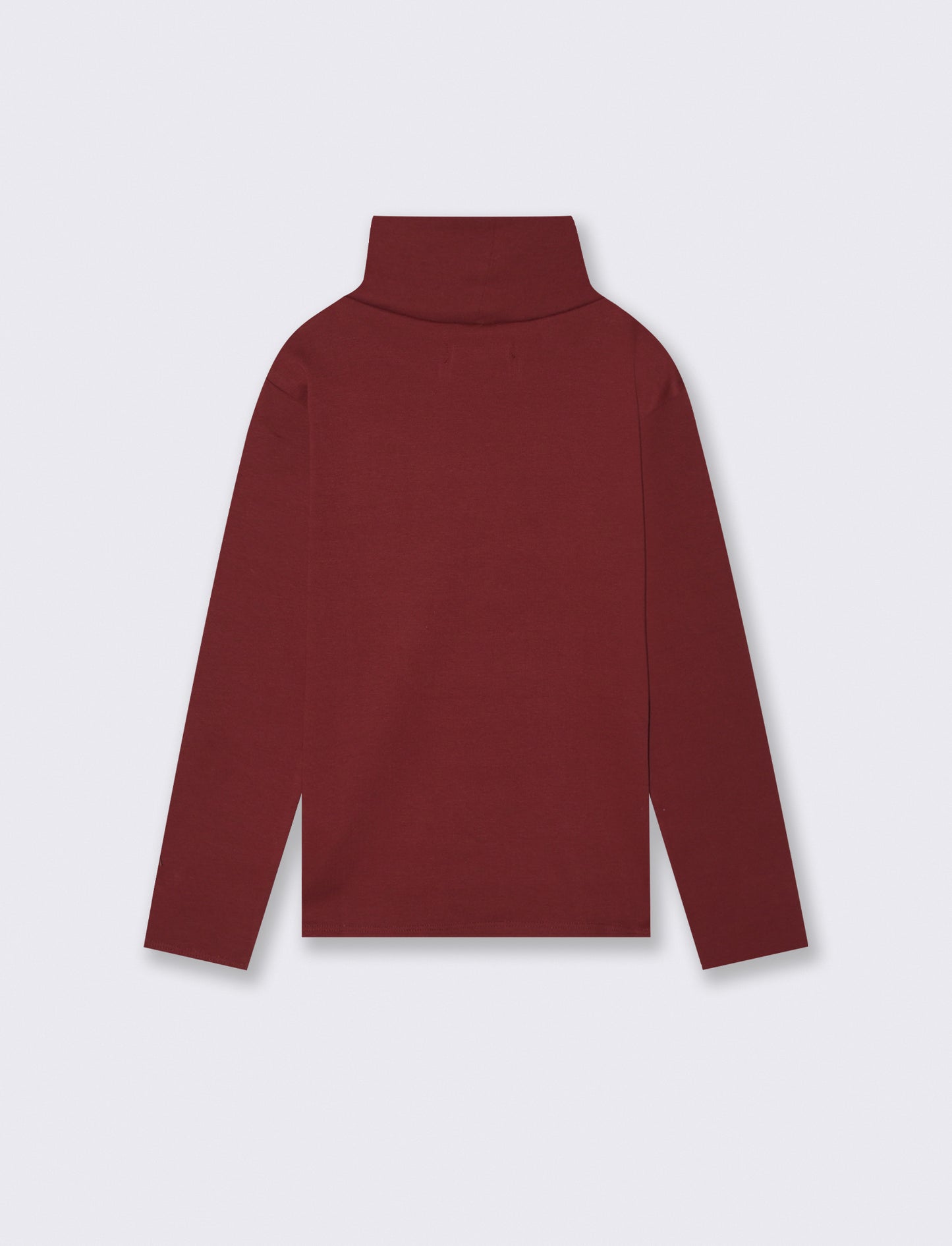 T-shirt collo alto a manica lunga in interlock. - Bordeaux