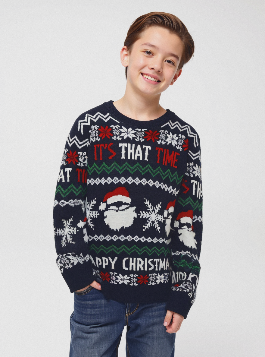 Maglia  jacquard di Natale - Blu