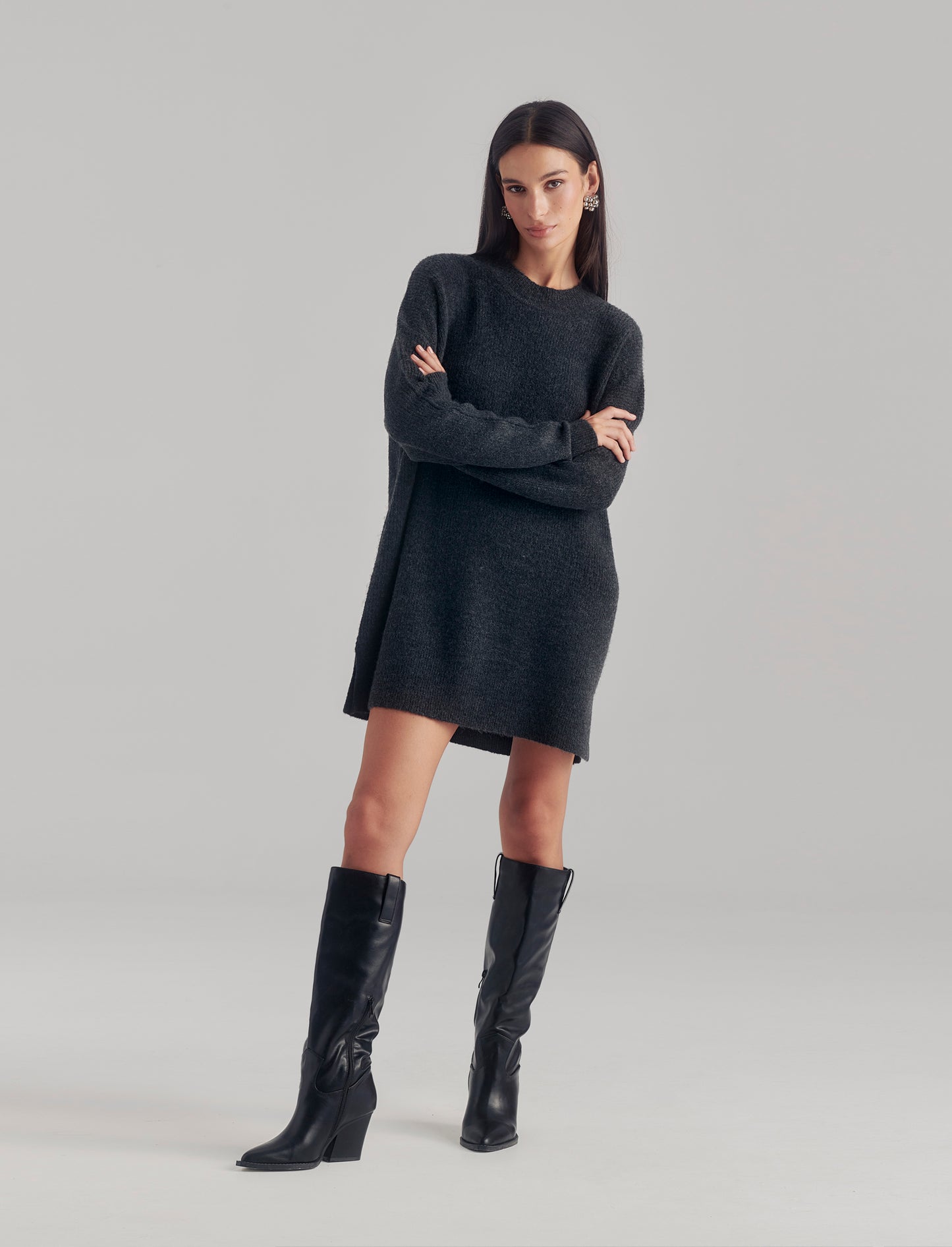 PULLOVER CON SPACCHI LATERALI - Antracite melange