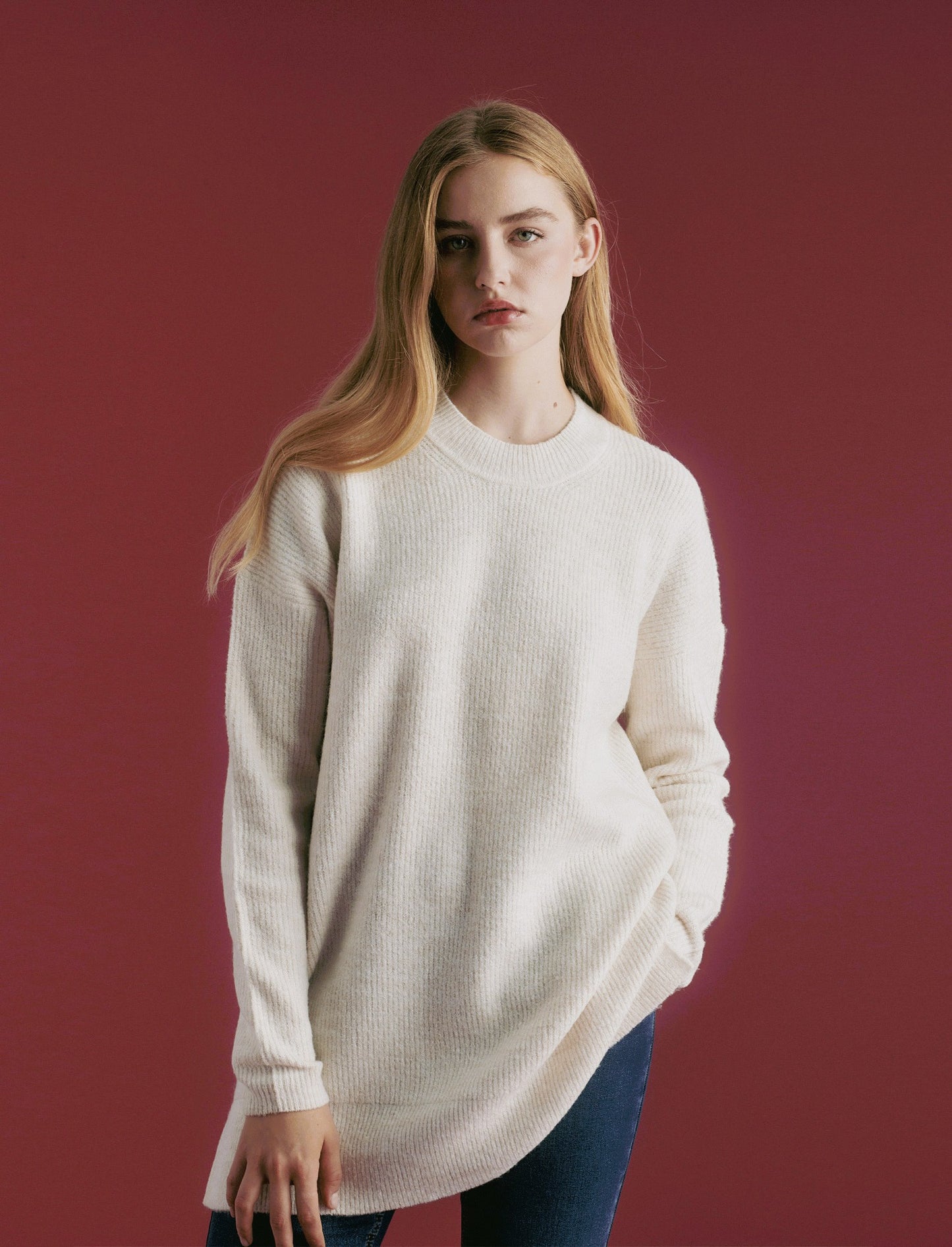 PULLOVER CON SPACCHI LATERALI - Avorio