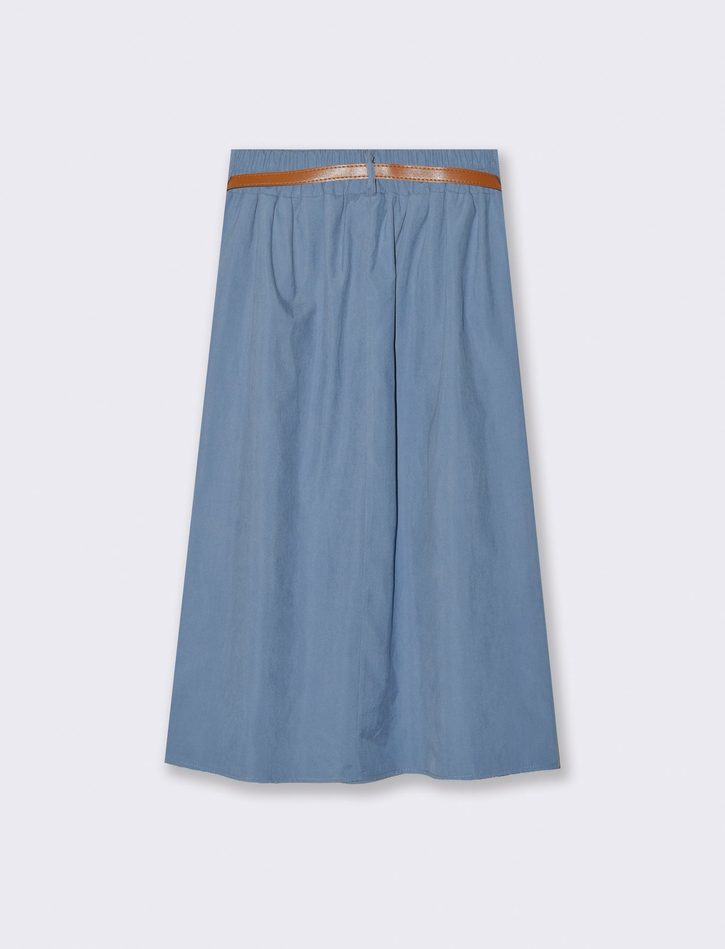 Gonna in tessuto tecnico con cintura - Denim