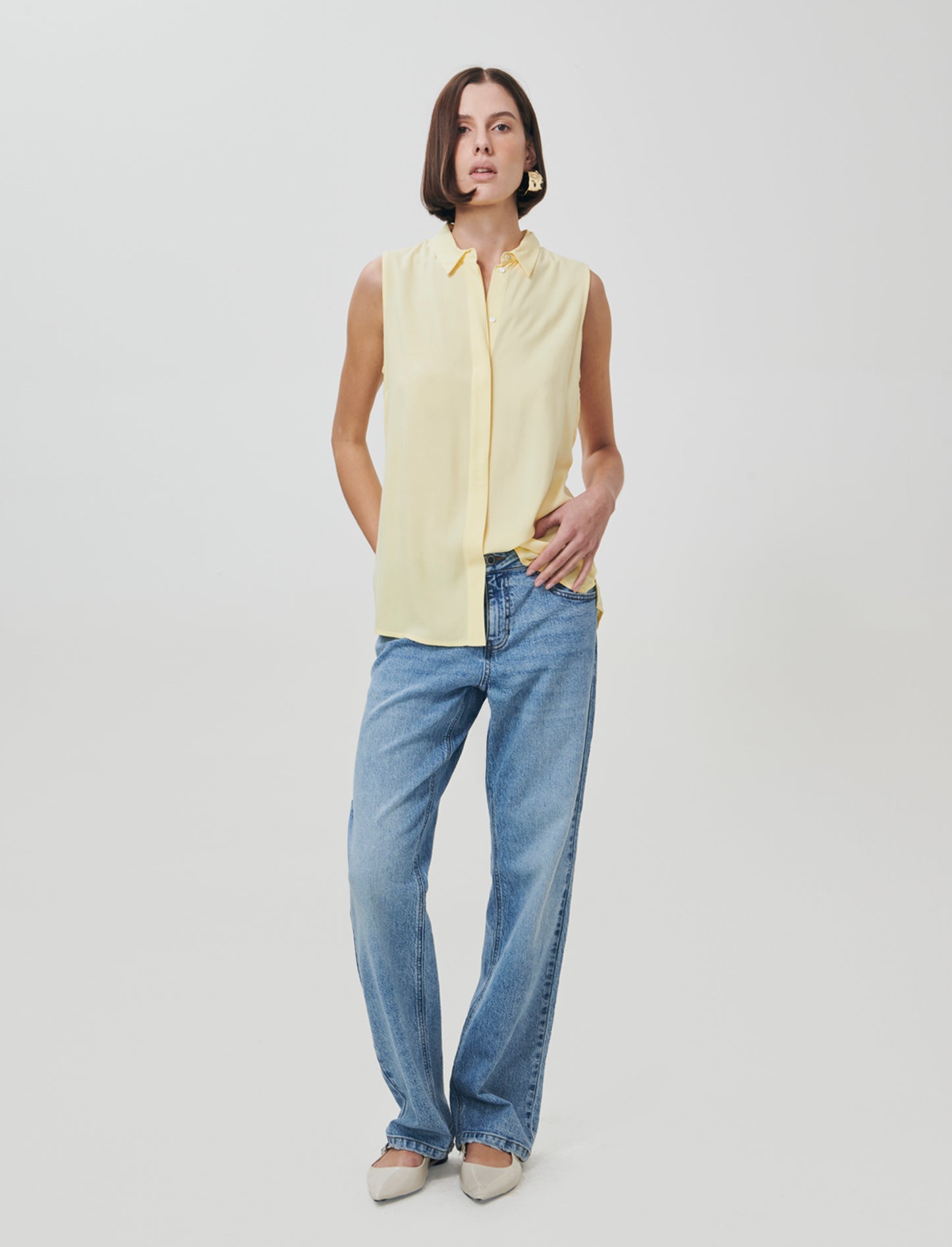 Jeans Gamba Dritta Vita Bassa - Denim chiaro