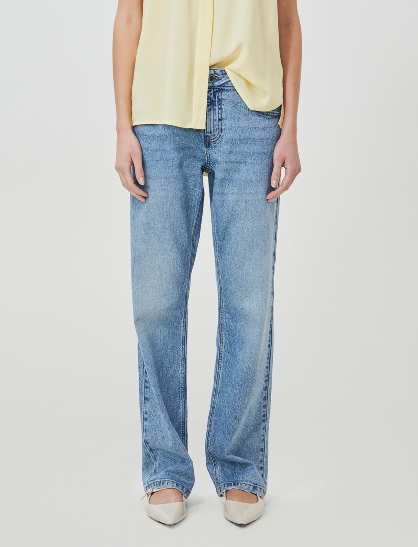 Jeans Gamba Dritta Vita Bassa - Denim chiaro
