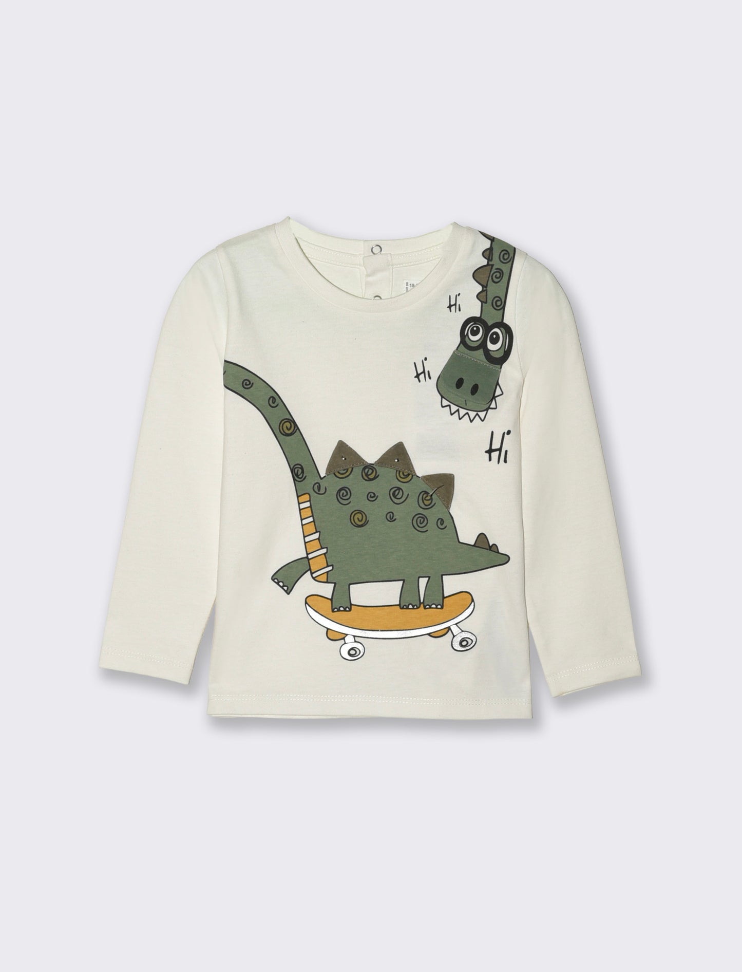 Maglietta girocollo con dinosauro - Bianco latte