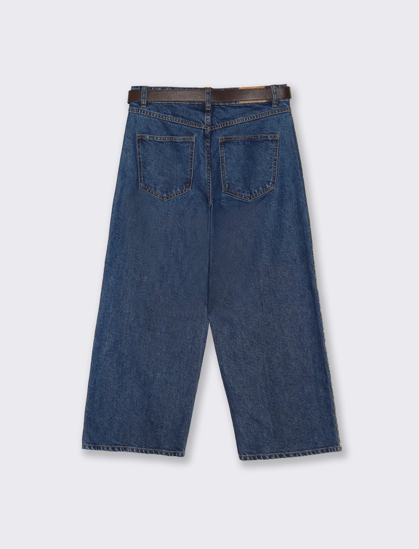Jeans Gamba Larga Crop Vita Alta - Denim