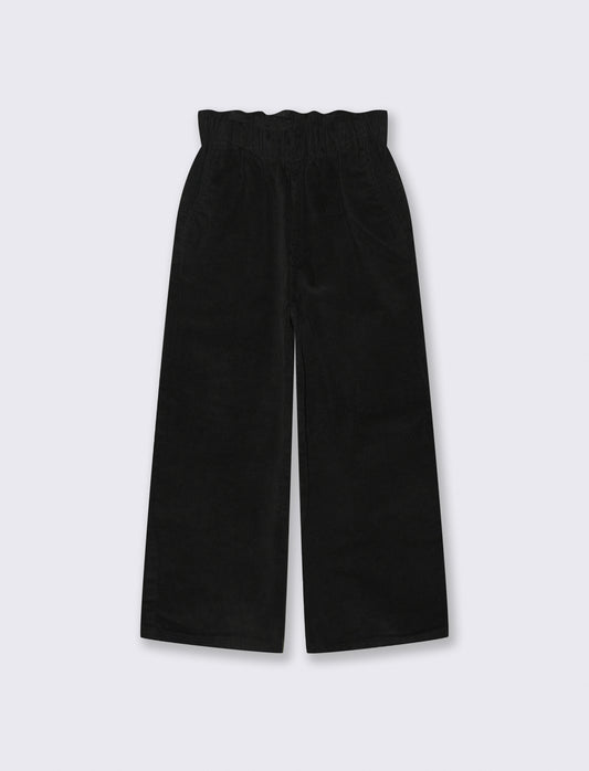 Pantaloni in velluto elastico a gamba larga. - Nero