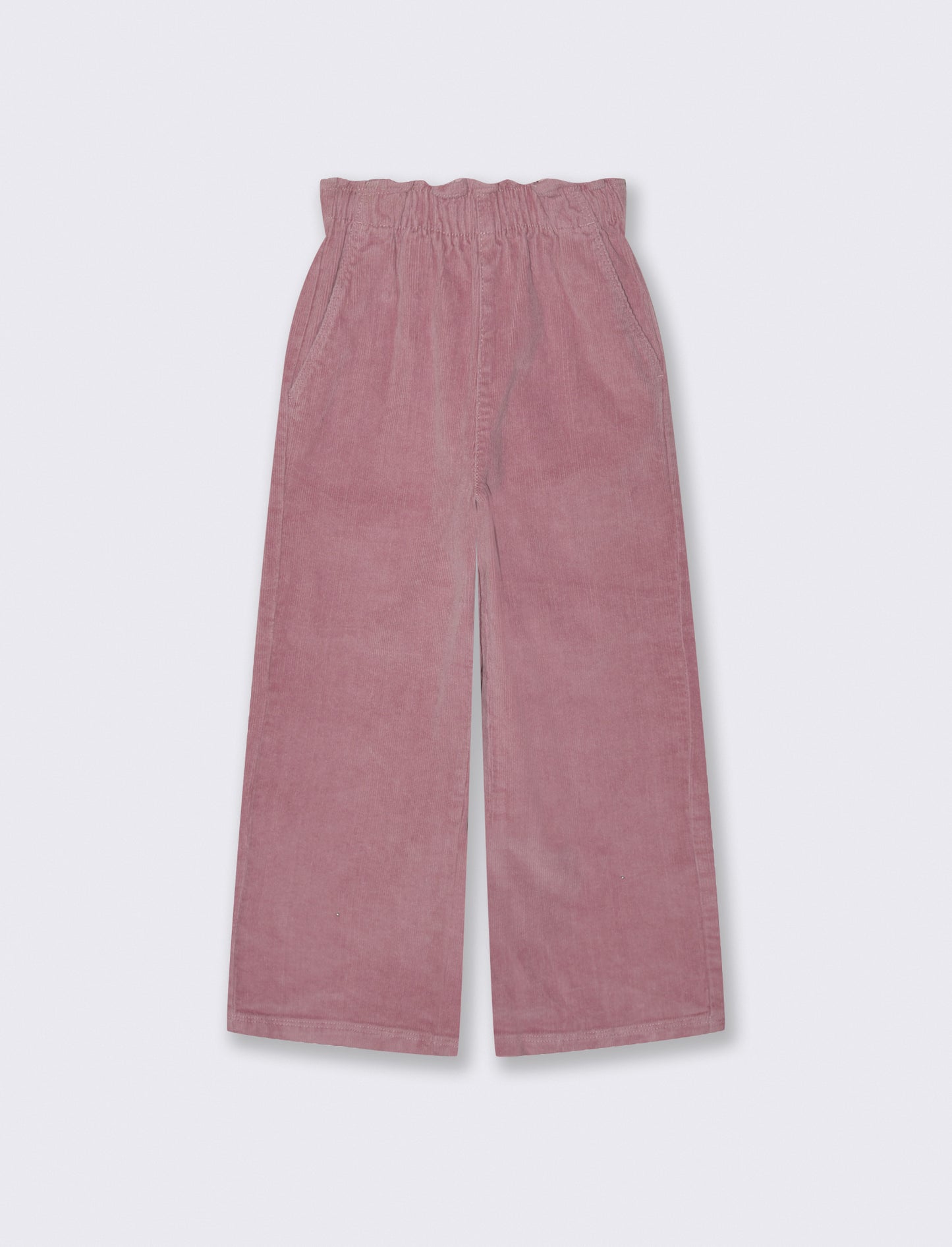 Pantaloni in velluto elastico a gamba larga. - Rosa cipolla