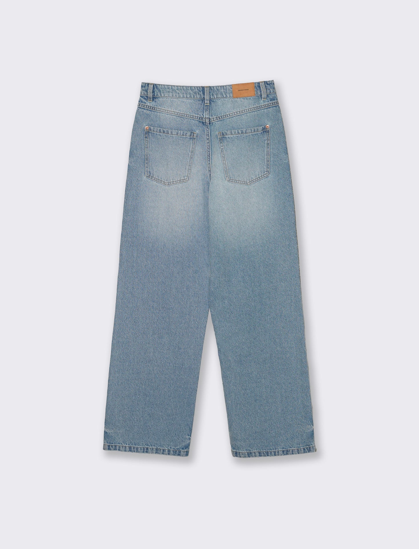 Wide-leg jeans with button and zip - Blue