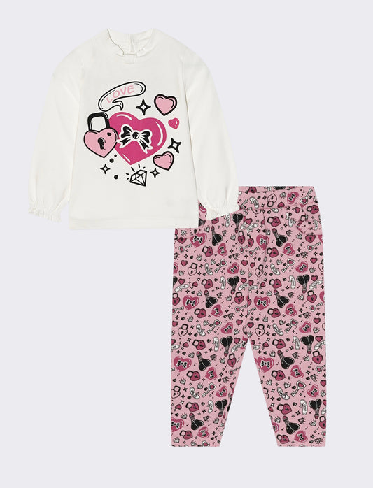 Tuta maglietta e jogger - Bianco latte