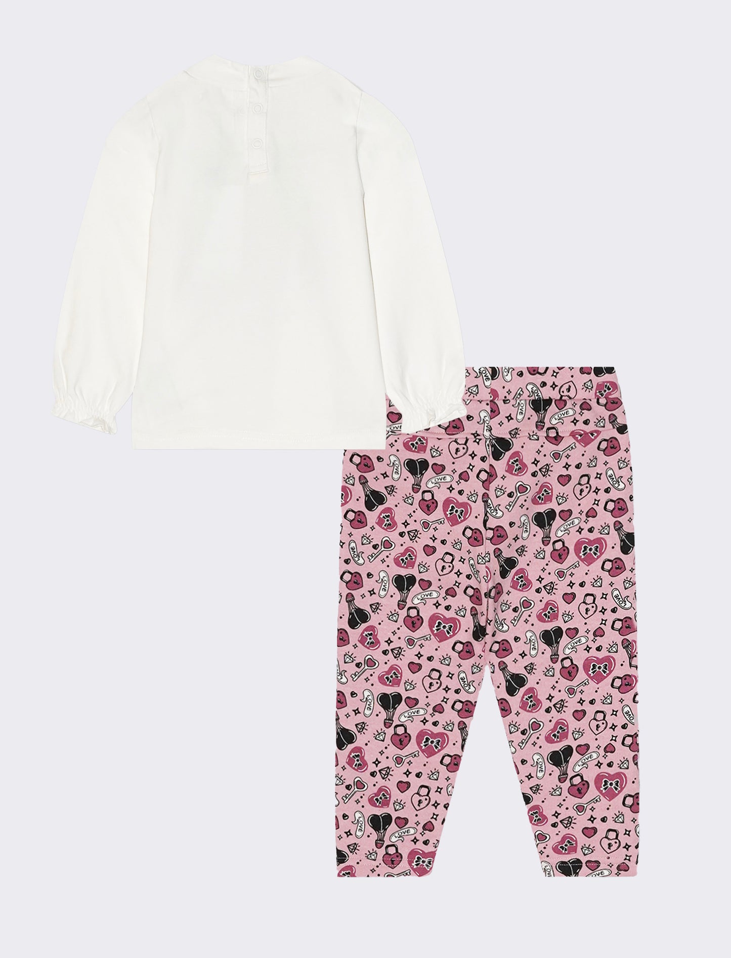 Tuta maglietta e jogger - Bianco latte