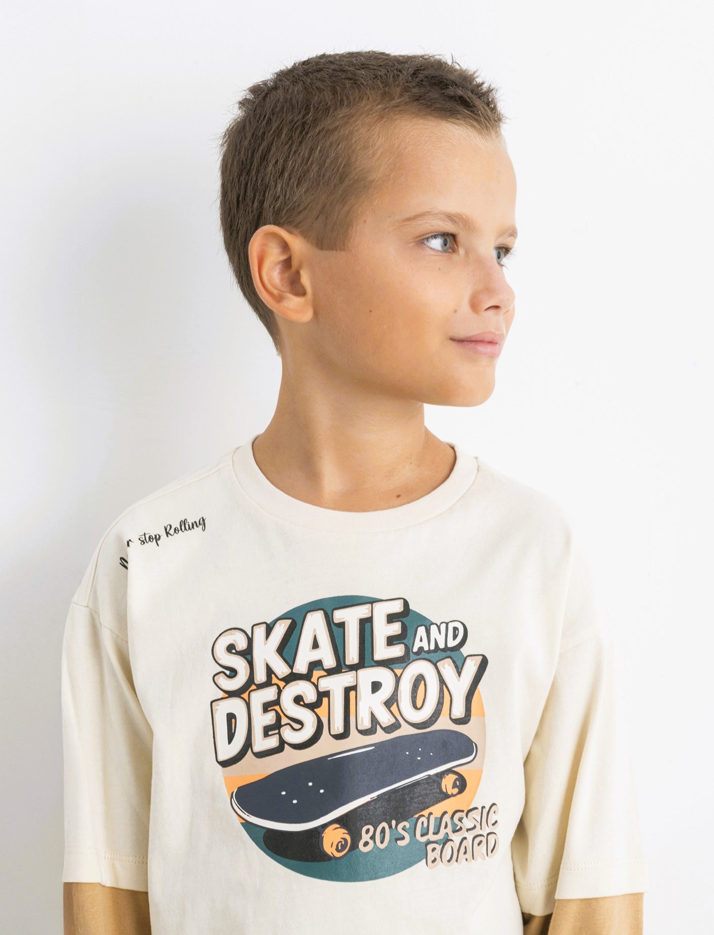 T-SHIRT  FINTA MEZZA MANICA - Beige