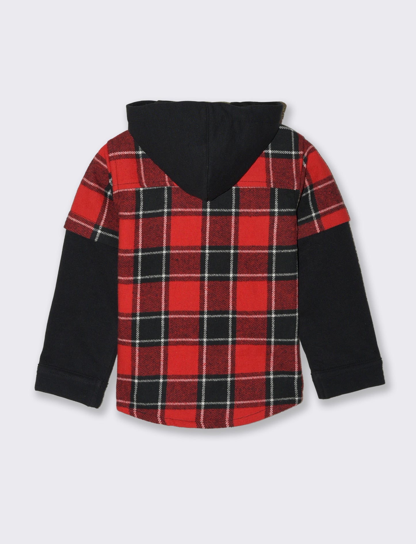 Camicia in flanella con inserti in felpa - Rosso