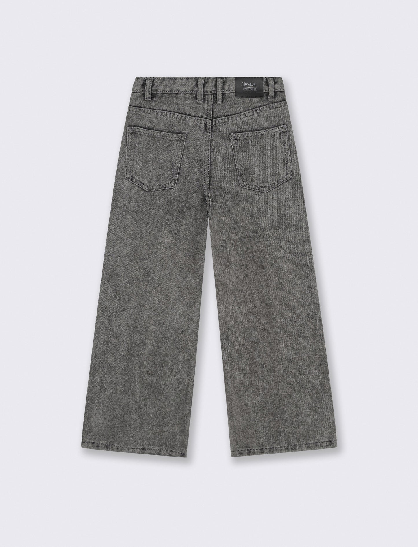 Jeans grigio gamba larga con strass. - Grigio