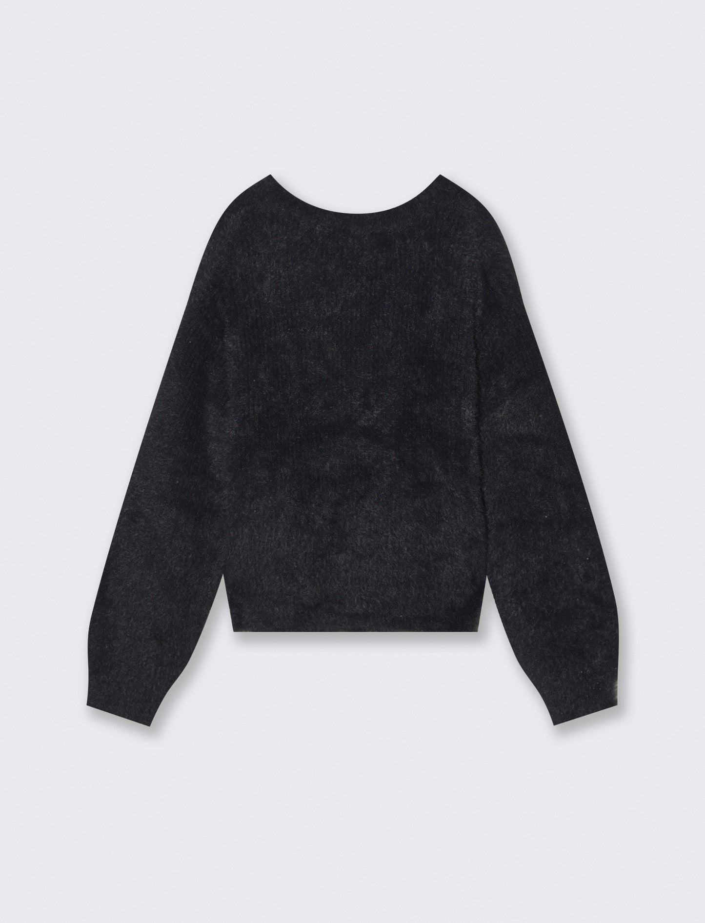 Cardigan in filato morbido con bottoni perlati. - Nero
