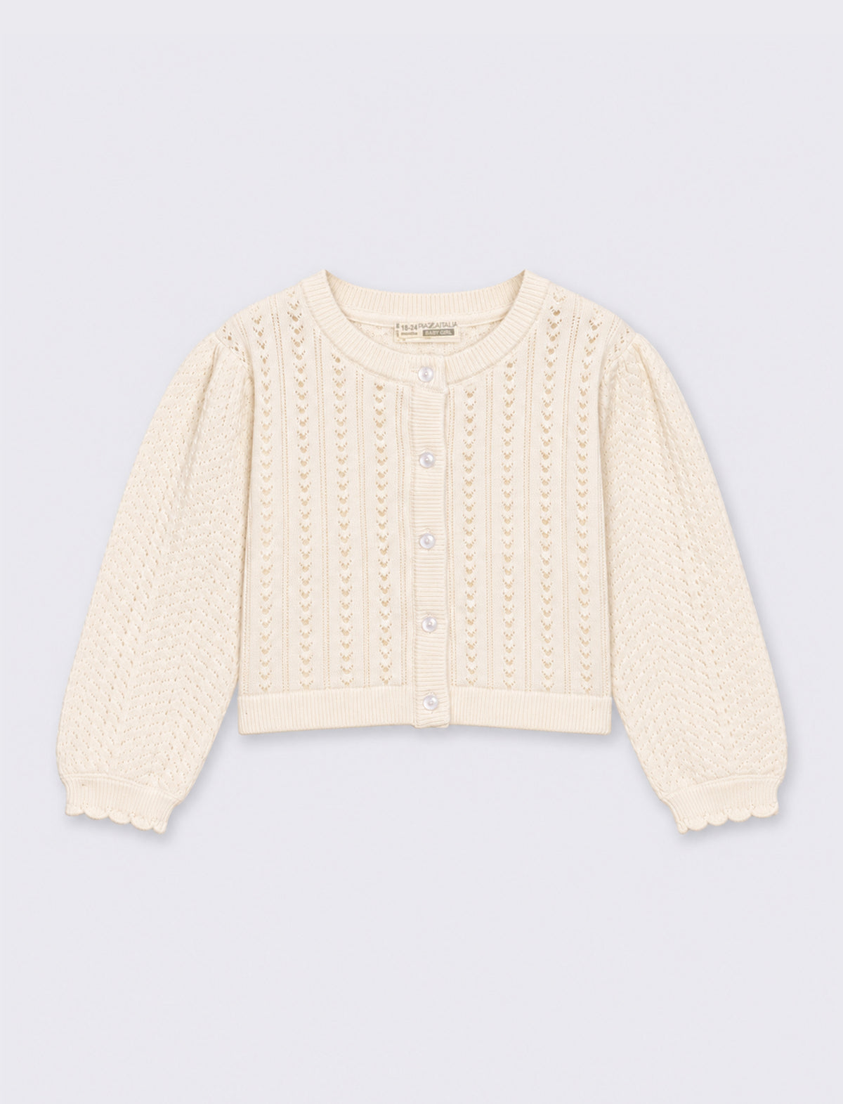 Cardigan tessuto lavorato - Bianco latte