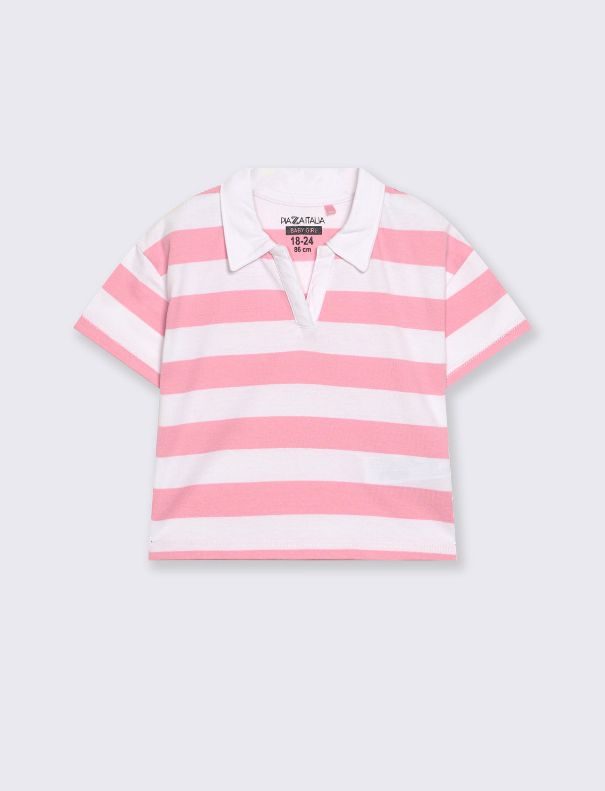 Polo in jersey a righe - Rosa