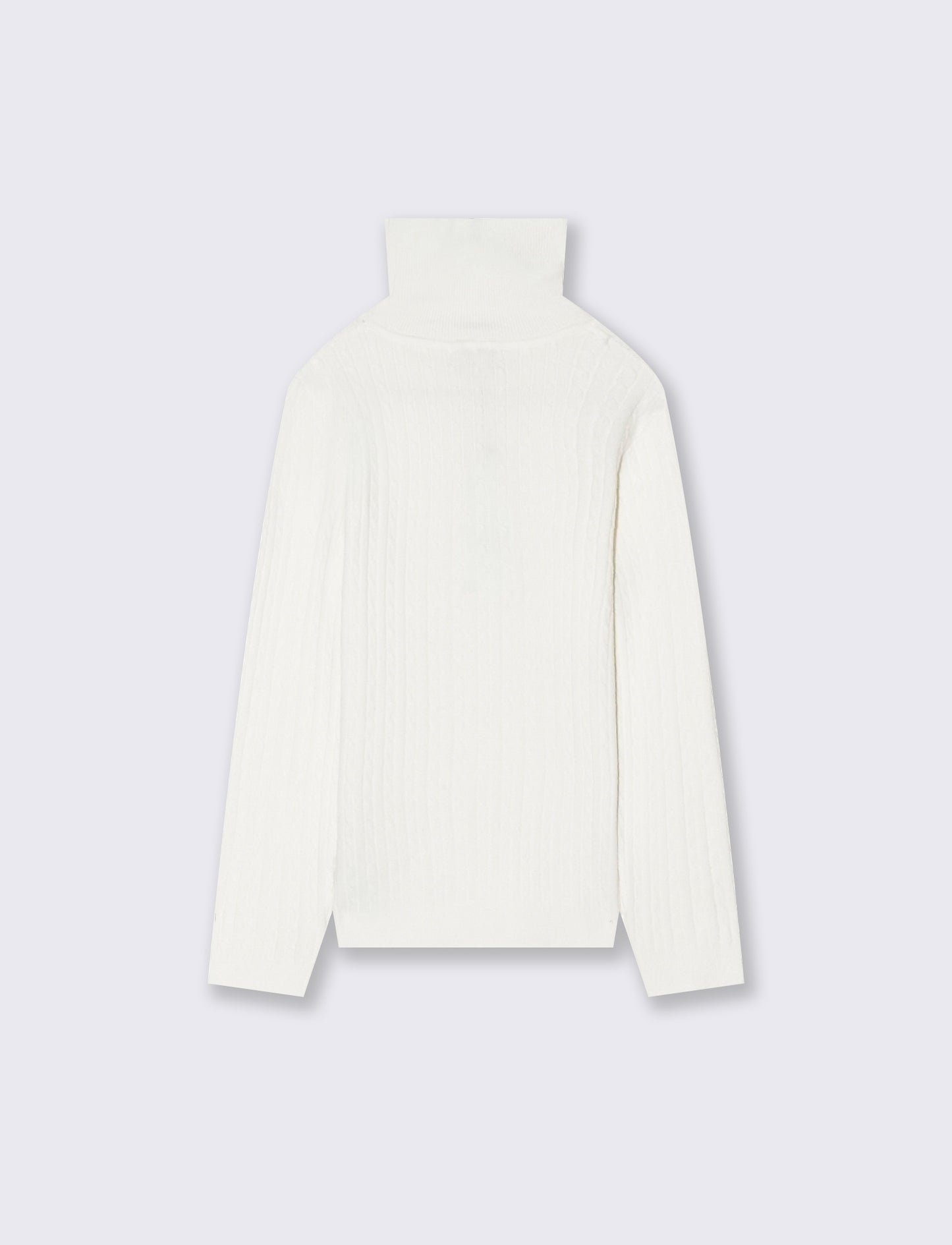 Maglia collo alto con trecce. - Bianco latte