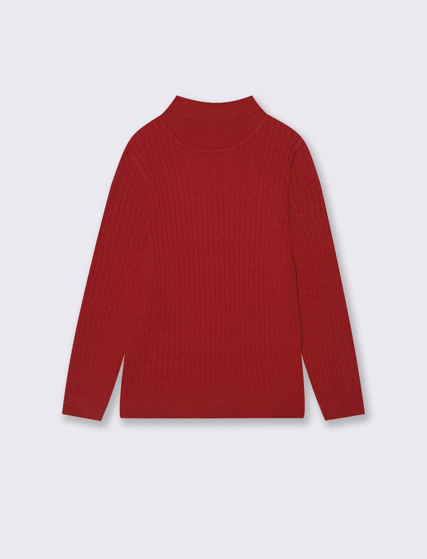 Maglia collo alto con trecce. - Rosso