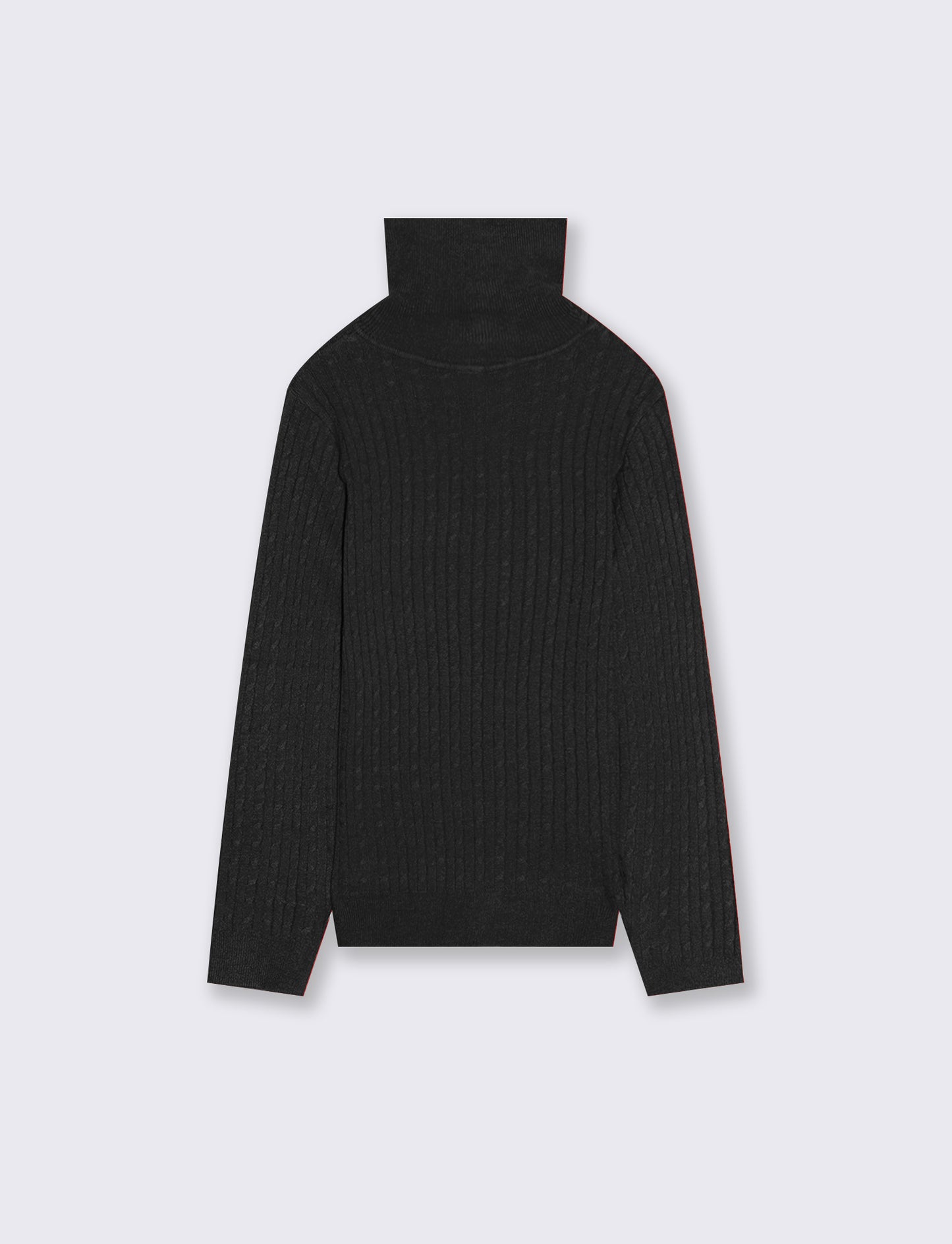 Maglia collo alto con trecce. - Nero