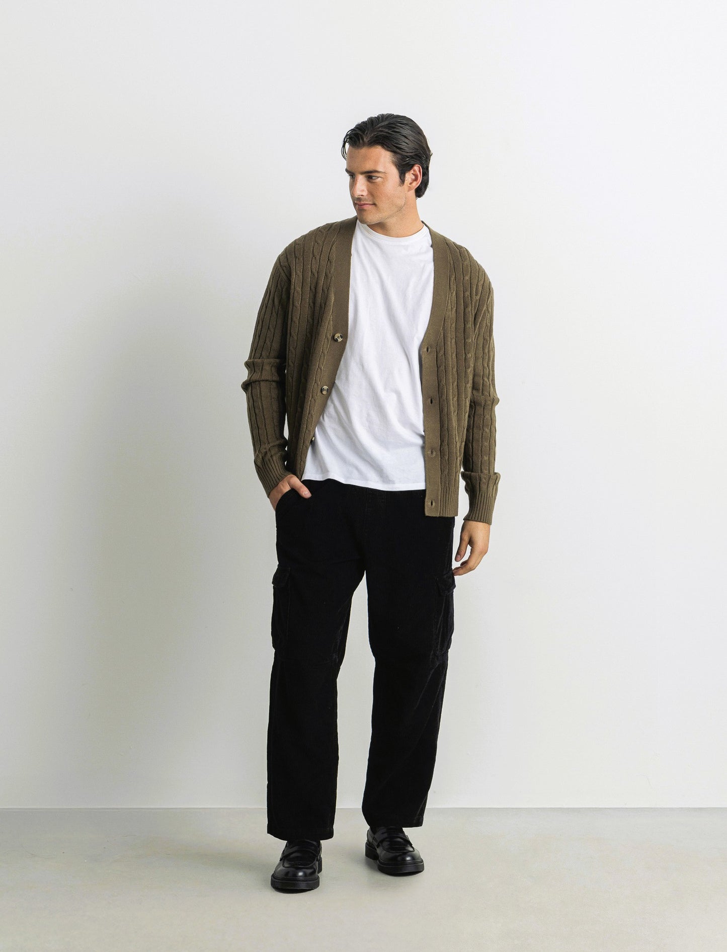 PANTALONI CARGO IN VELLUTO BAGGY CARGO FIT - Nero