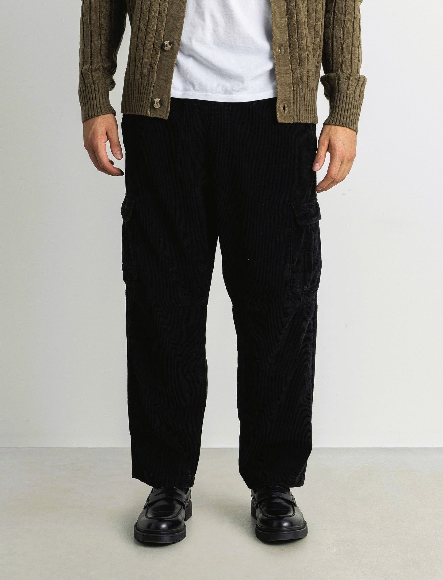 PANTALONI CARGO IN VELLUTO BAGGY CARGO FIT - Nero