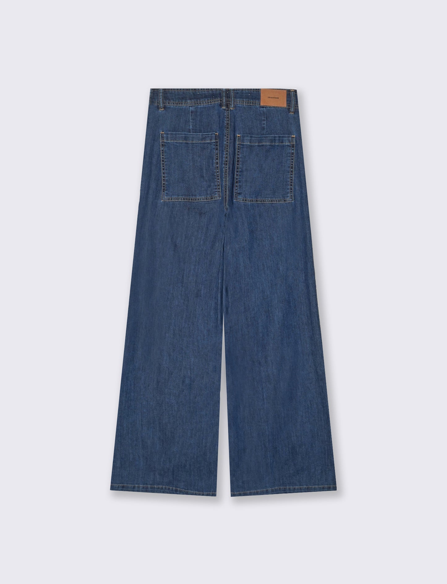 Jeans Gamba Larga con Vita Alta - Denim