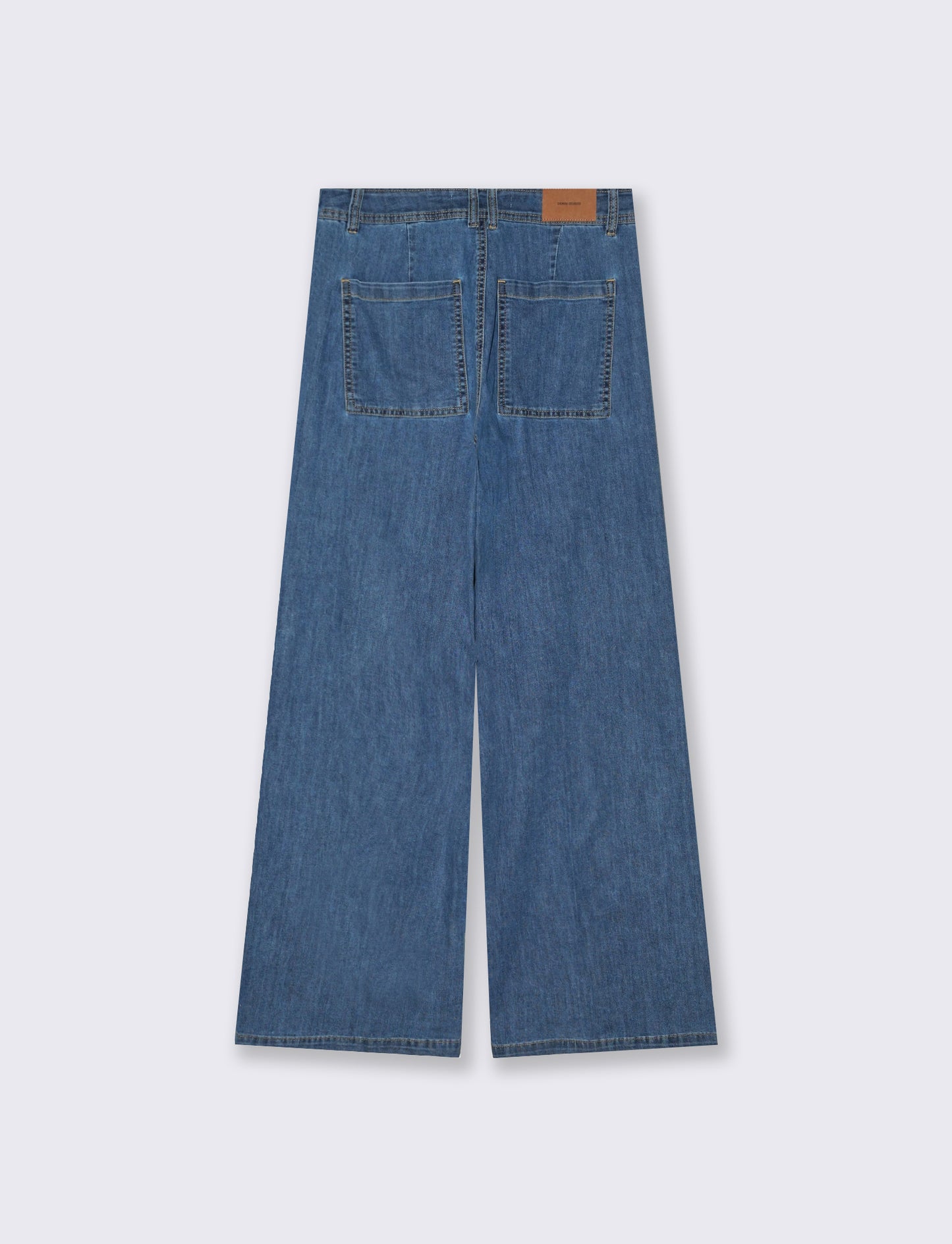 Jeans Gamba Larga con Vita Alta - Denim chiaro