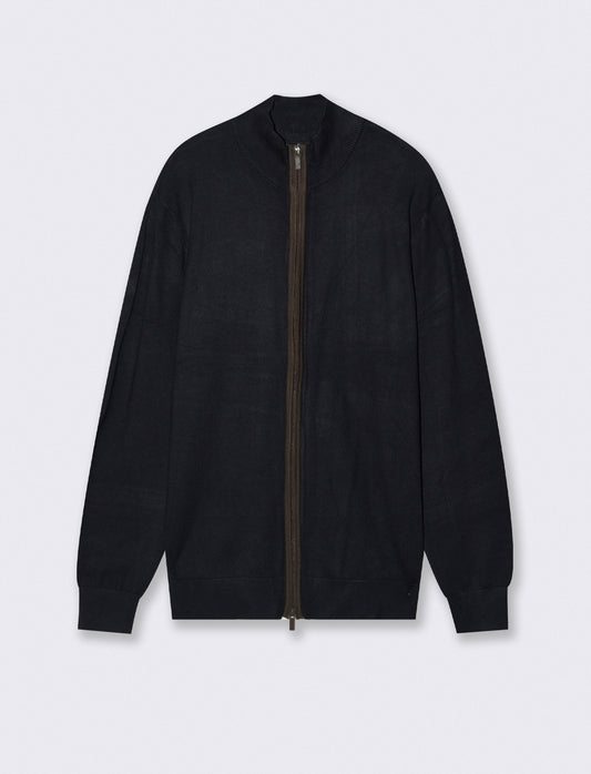 MAGLIA CARDIGAN CON BOTTONI E CERNIERA - Blu