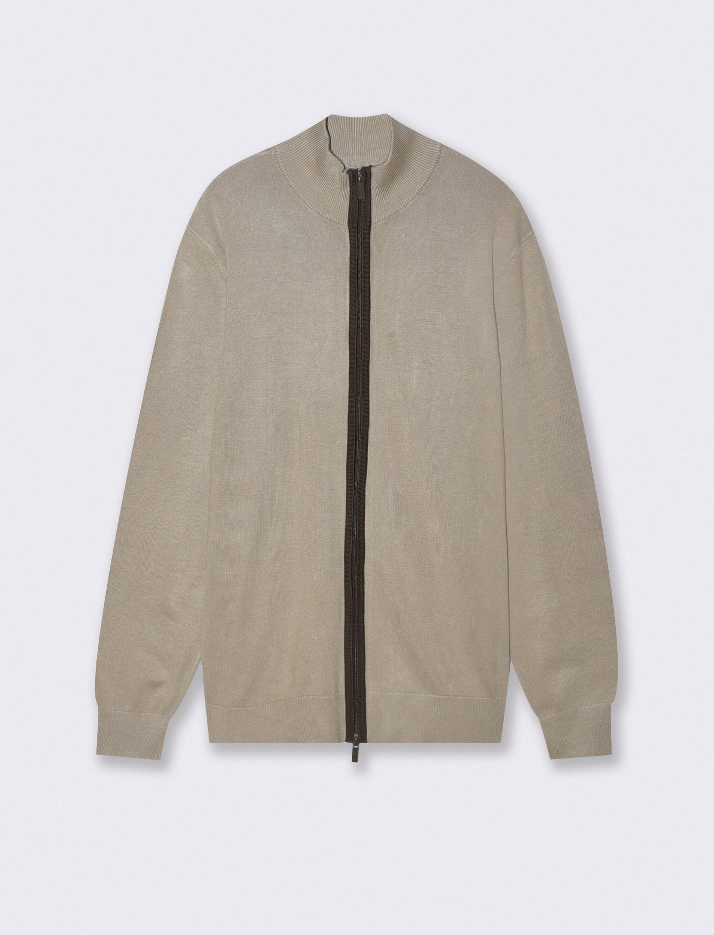 MAGLIA CARDIGAN CON BOTTONI E CERNIERA - Beige