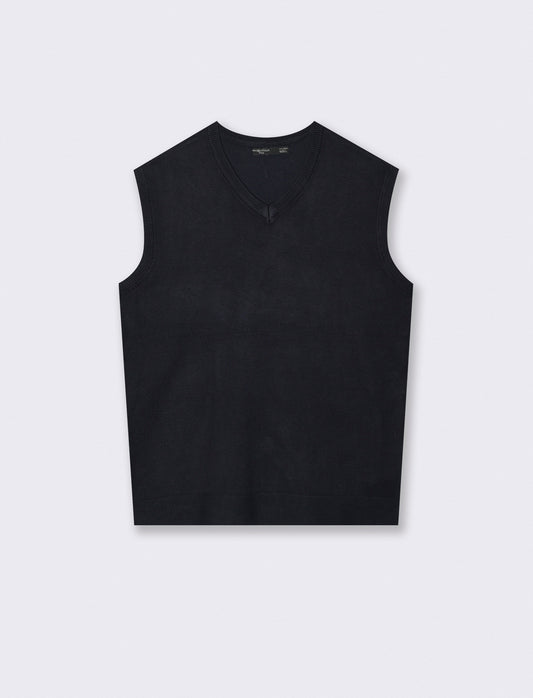 MAGLIA SENZA MANICHE SCOLLO A V - Blu