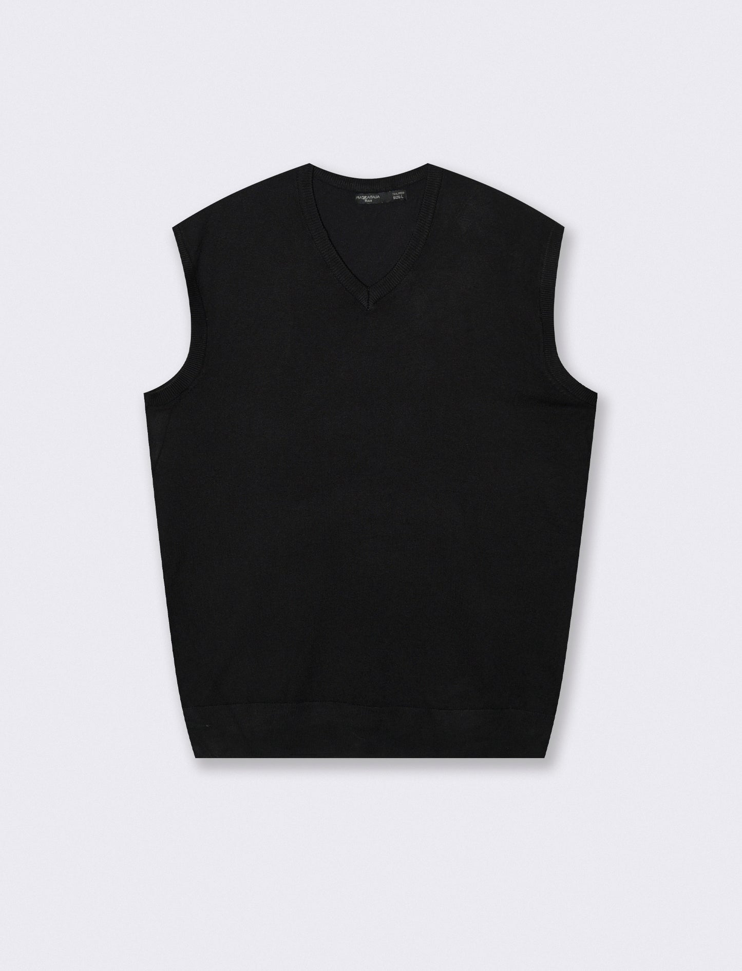 MAGLIA SENZA MANICHE SCOLLO A V - Nero