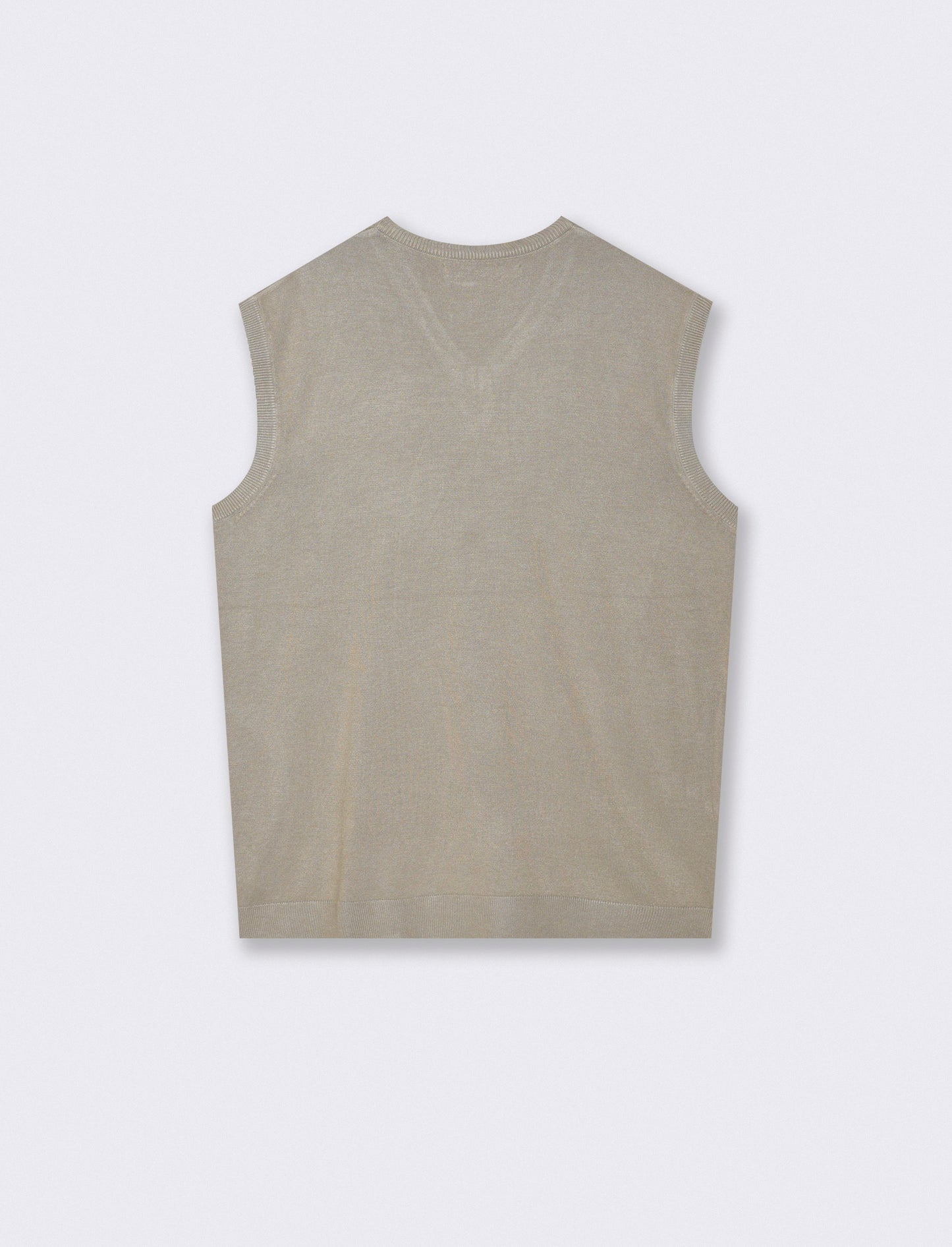MAGLIA SENZA MANICHE SCOLLO A V - Beige