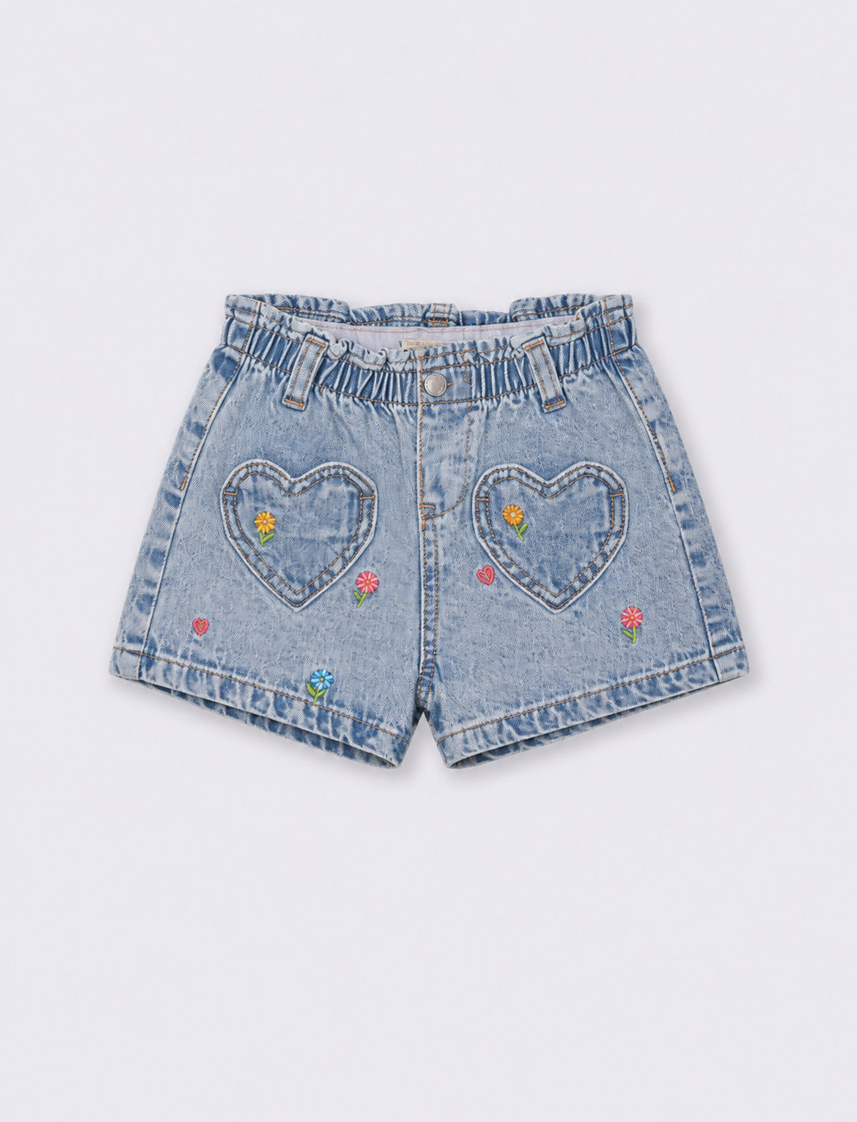 Shorts in denim con ricami - Denim