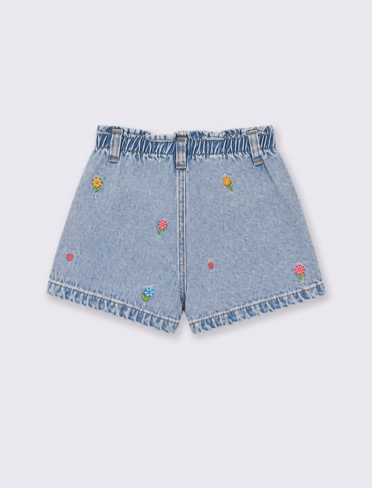 Shorts in denim con ricami - Denim