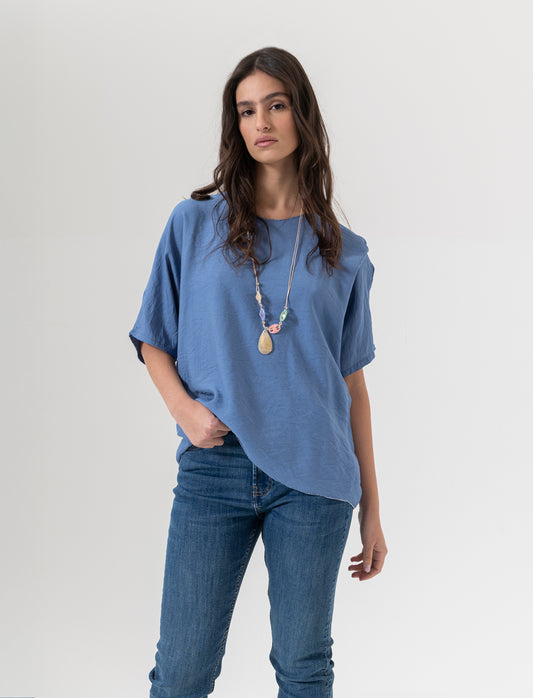 Tshirt over con dettaglio lurex - Denim